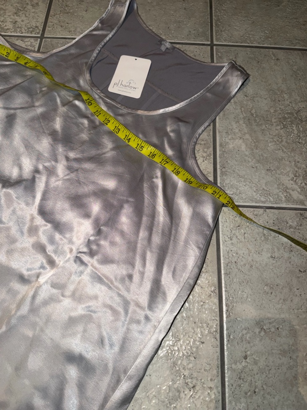 PJ Harlow Jessica Satin Racerback NIghtgown Sleeveless Satin Slip Dress Silver L - Picture 5 of 8